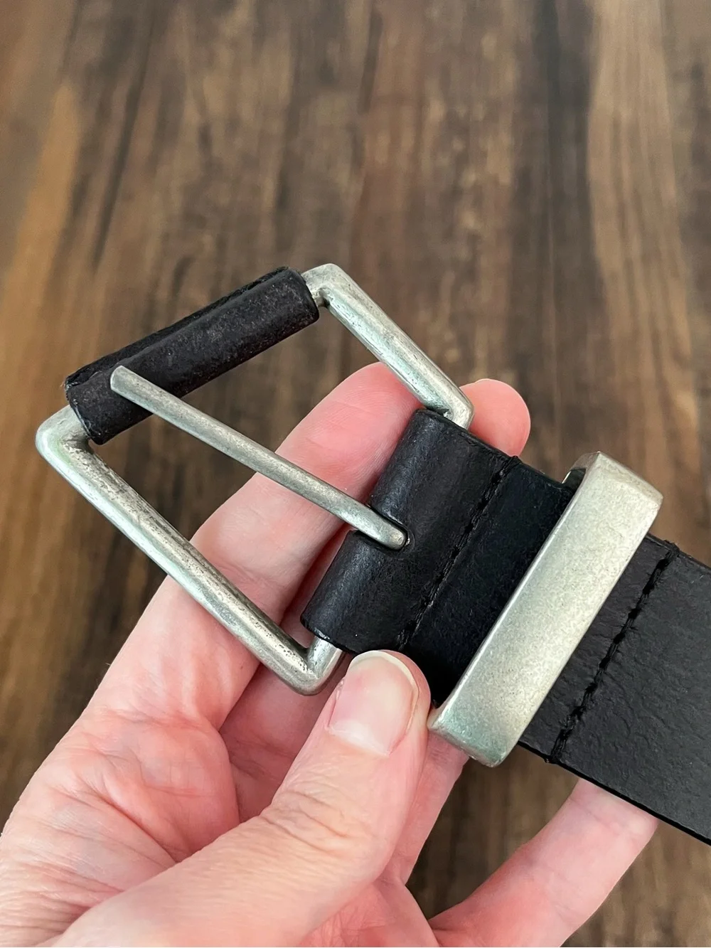 Free People We The Free Getty Leather Belt Slanted Buckle Boho Size XS/S Black